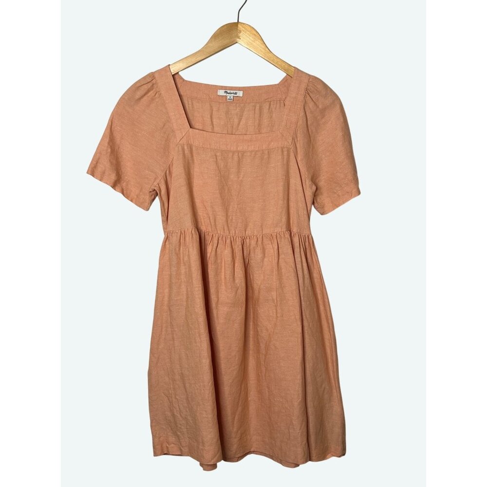 Madewell Linen Blend Allie‎ Mini Babydoll Dress Light Orange Size XS